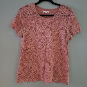 MAURICES Pink Lace Top